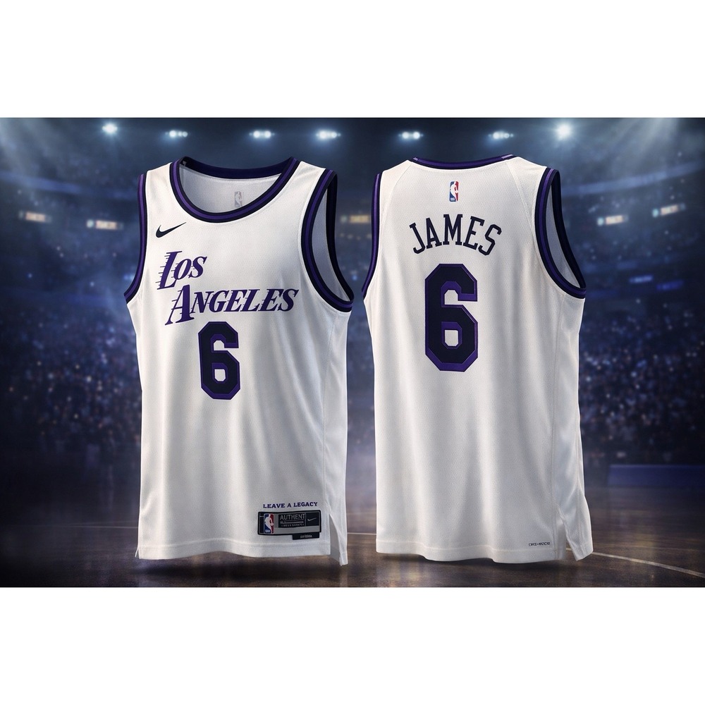 Nike Los Angeles Lakers LeBron James Jersey # 6 White Sz 56 XXL City Edition